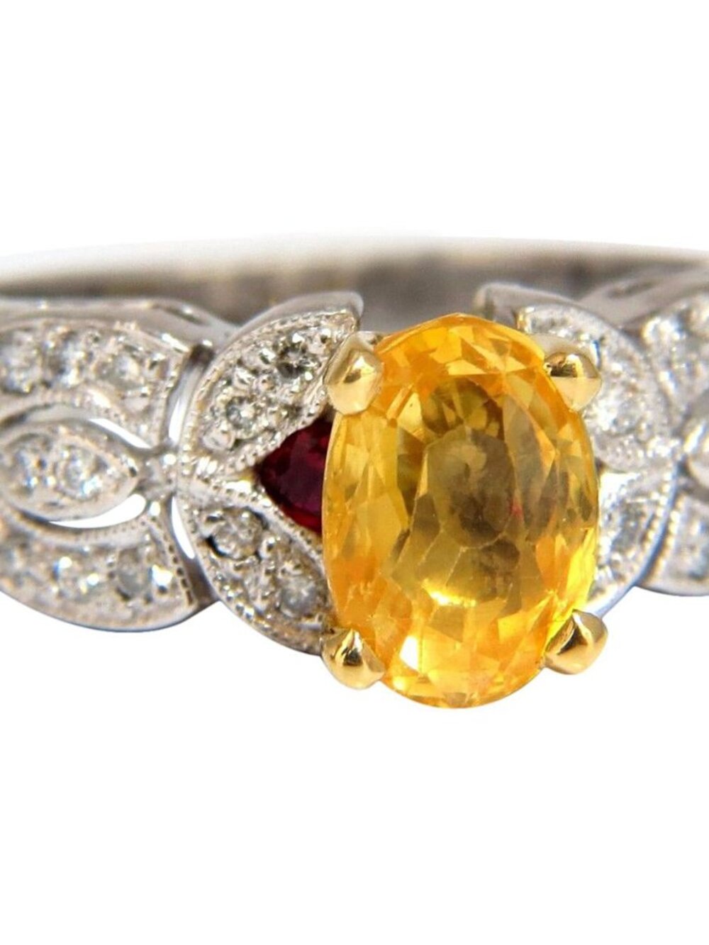 3.28ct natural yellow sapphire diamonds ring platinum*